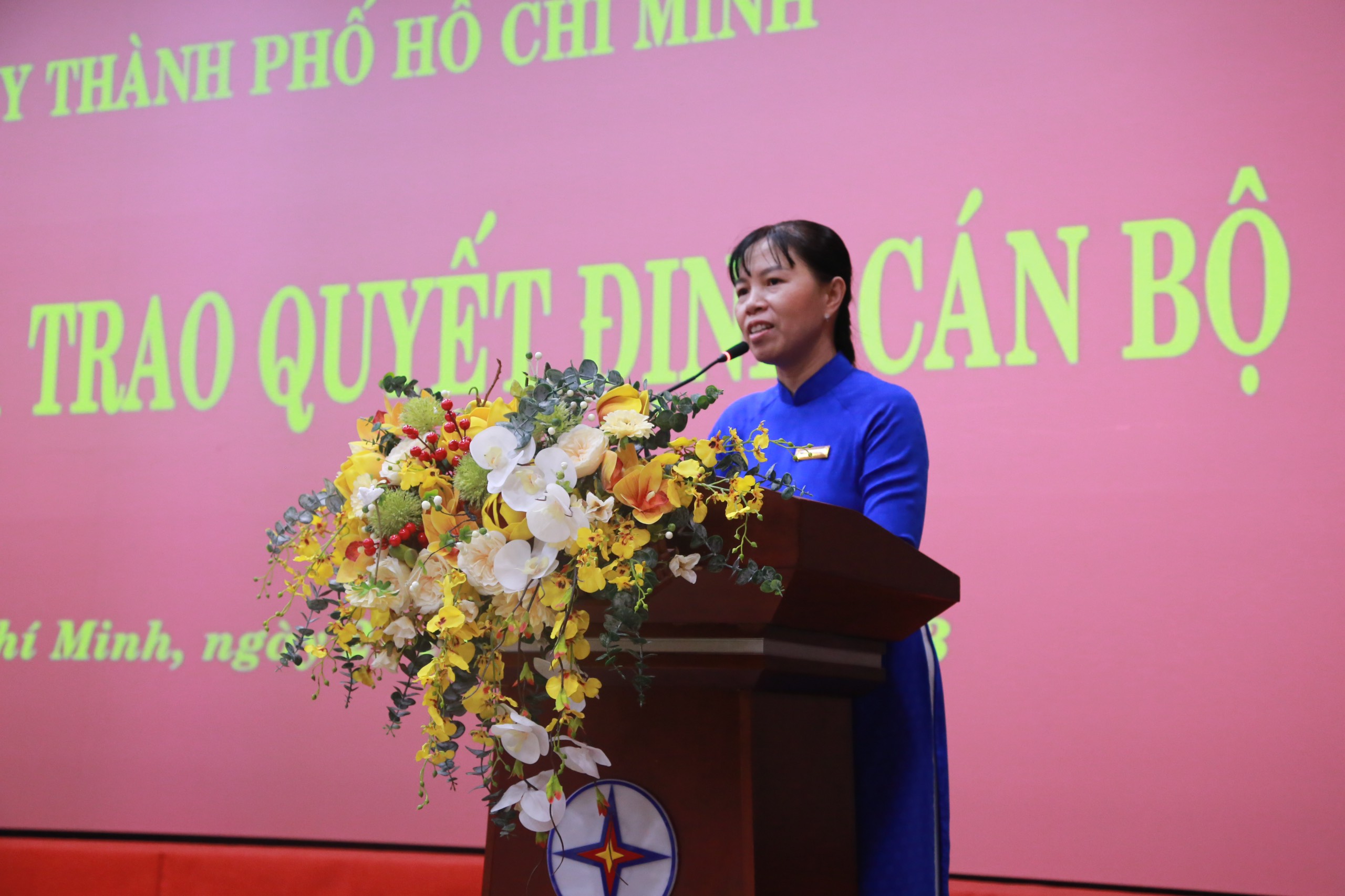 Đồng chí Lê Thị Luyến phát biểu nhận nhiệm vụ.